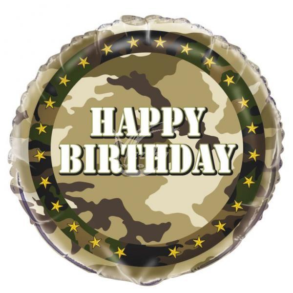 Balón fóliový 46 cm Army - Happy Birthday - Kliknutím zobrazíte detail obrázku.
